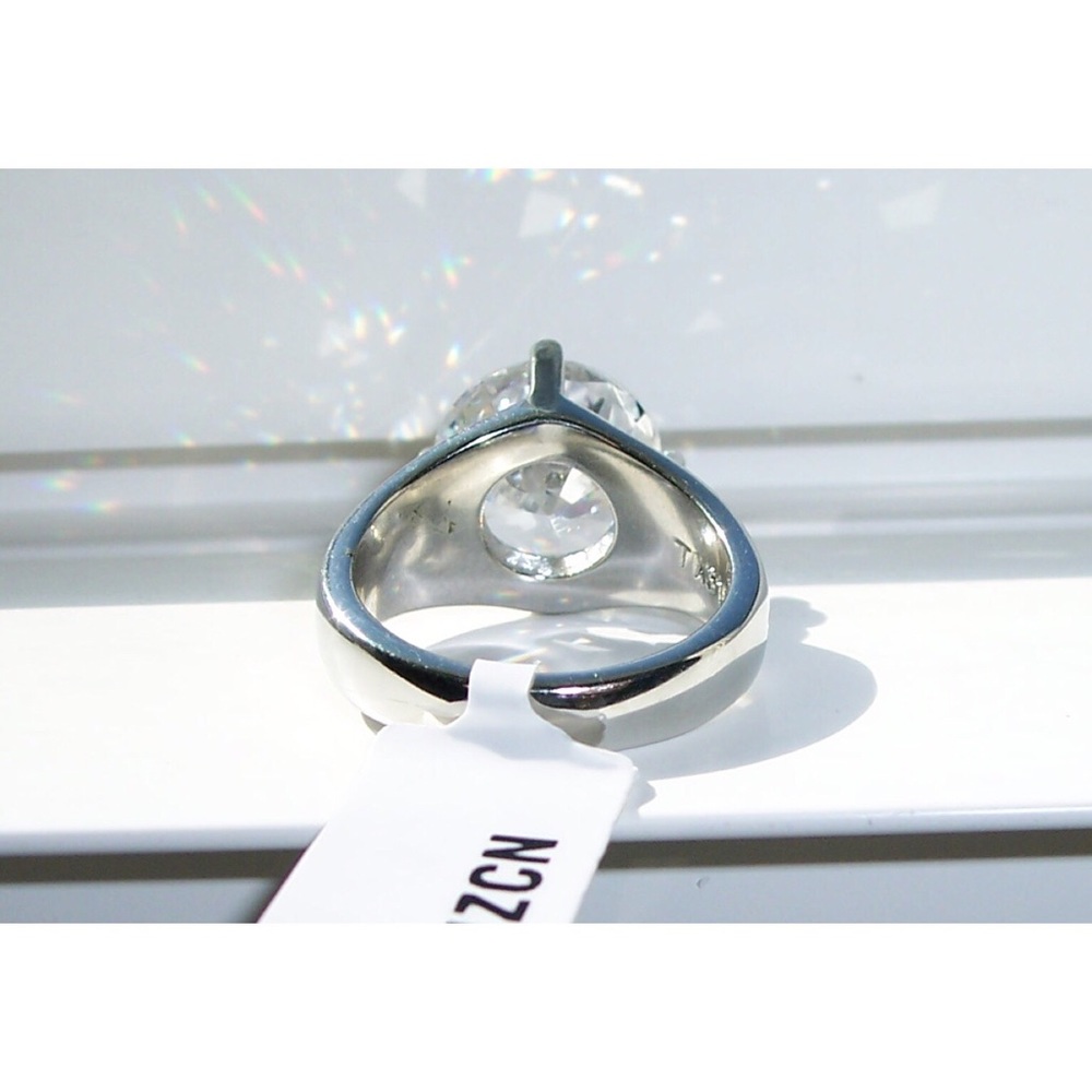Round Cut Solitaire Cubic Zirconia Band Ring Stainless Steel - Picture 11 of 16